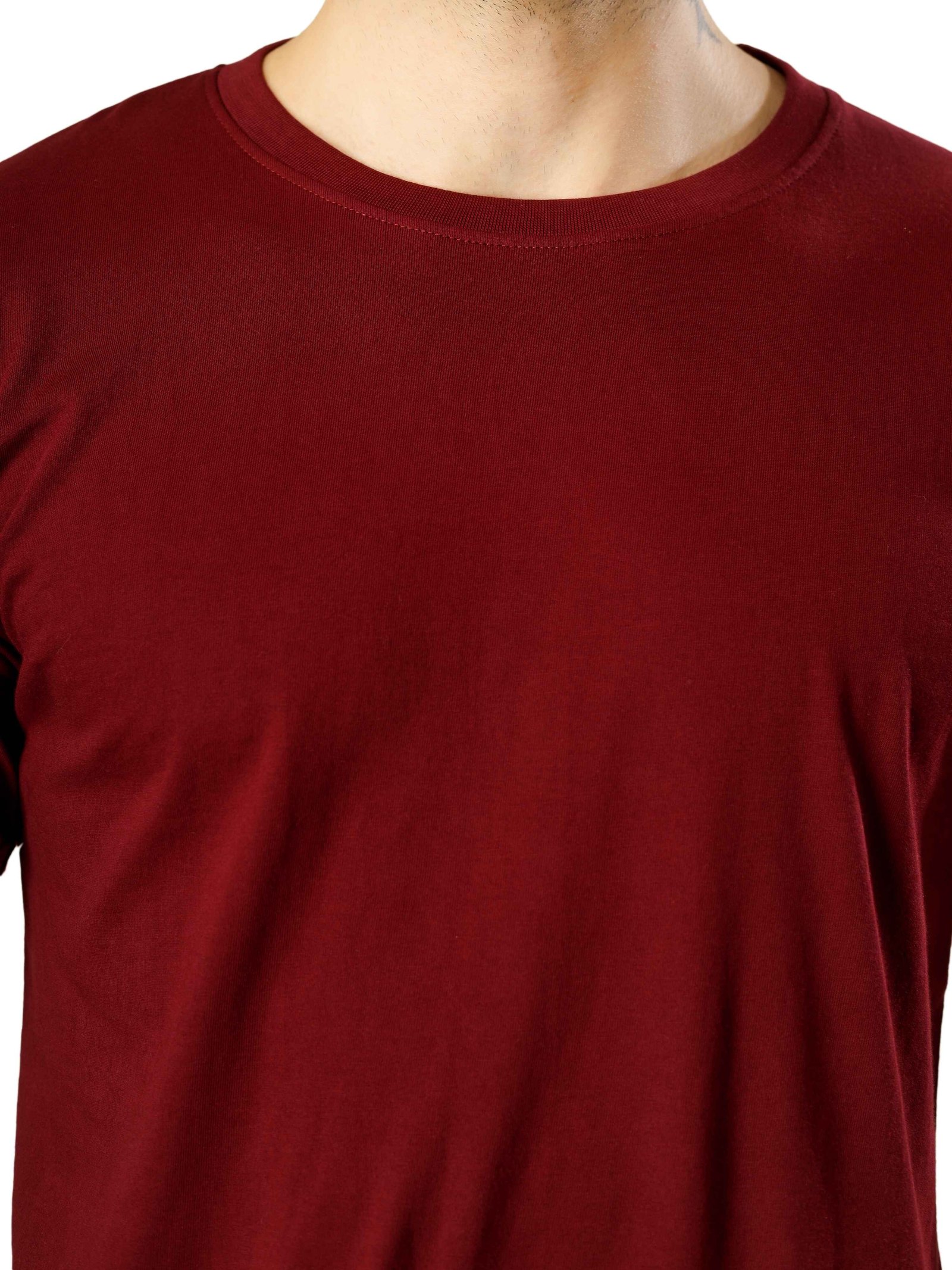 Regular Half Sleeve Plain T-Shirt (Meroon)